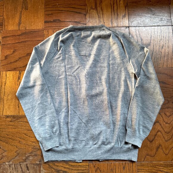 Men's J.Crew Merino Wool Cardigan Sweater - Gray - Medium - V-Neck Buttoned - Picture 7 of 7